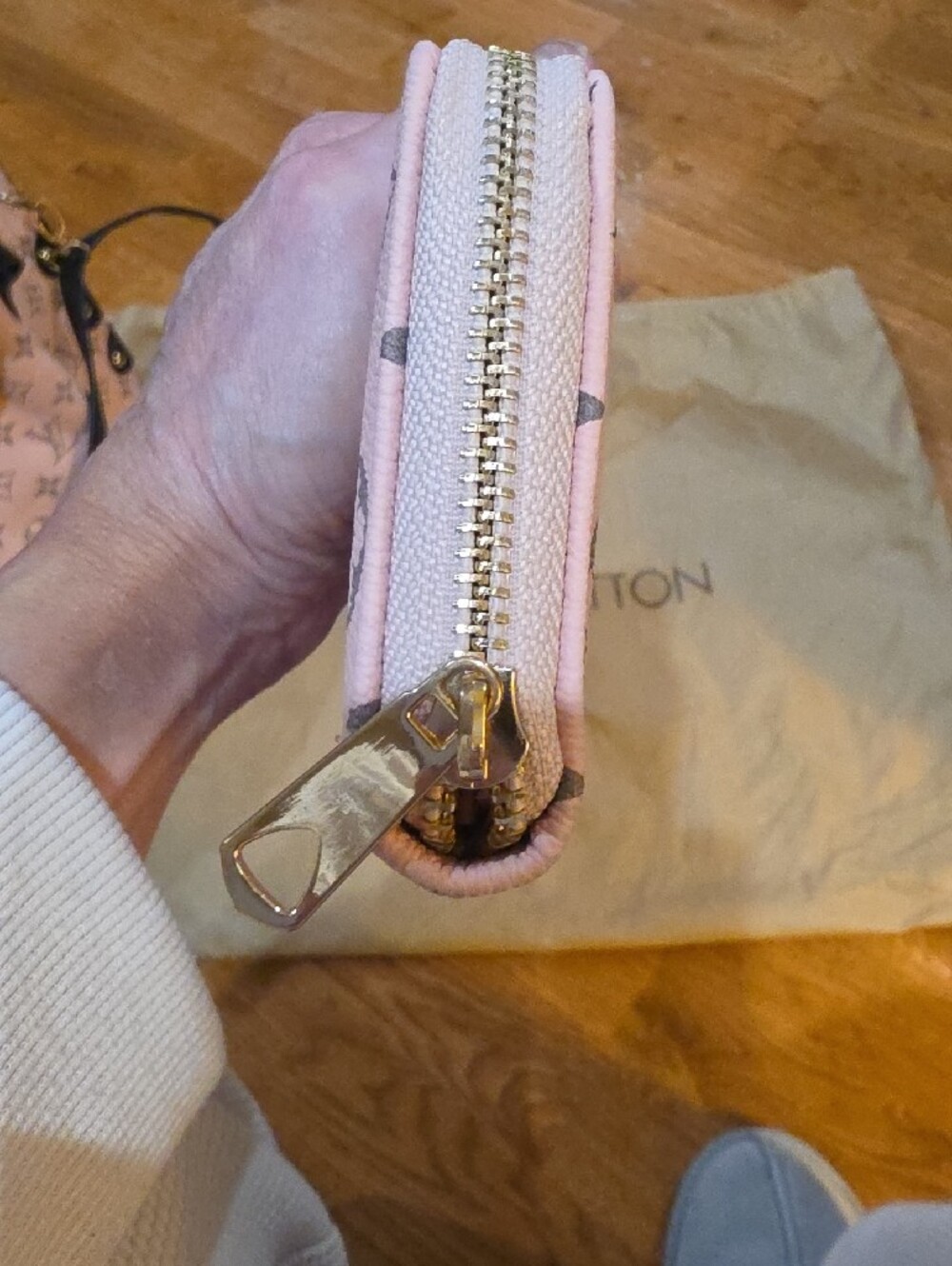 Pink Monogram Shoulder Tote with Matching Zip Wallet - Picture 11 of 12
